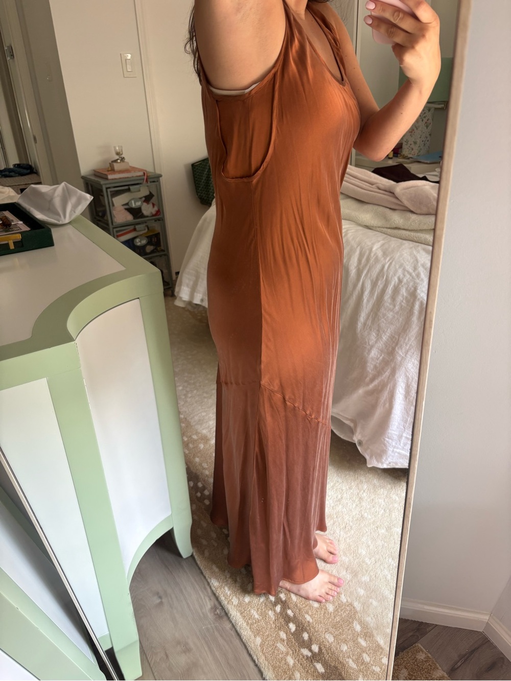 NWT DISSH Rust Satin Slip Maxi Dress - Picture 5 of 8